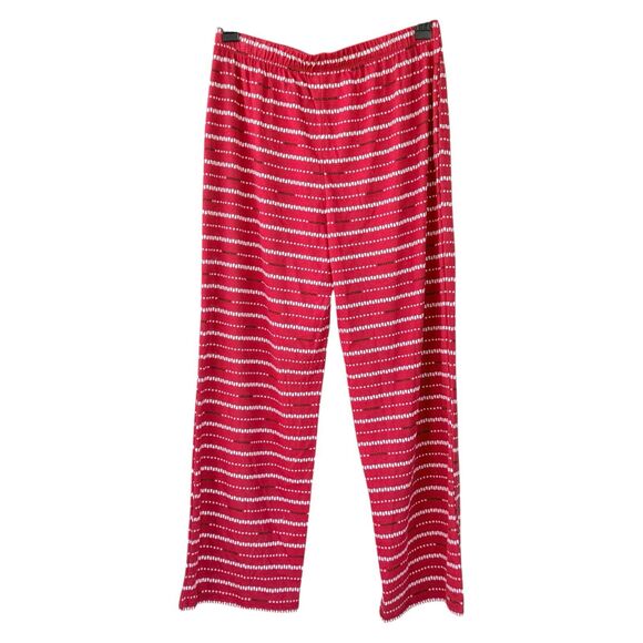 NWT Tommy Hilfiger Pajama Pants Women's Red Wide Leg Elastic Waist Size L Logo - Picture 2 of 4